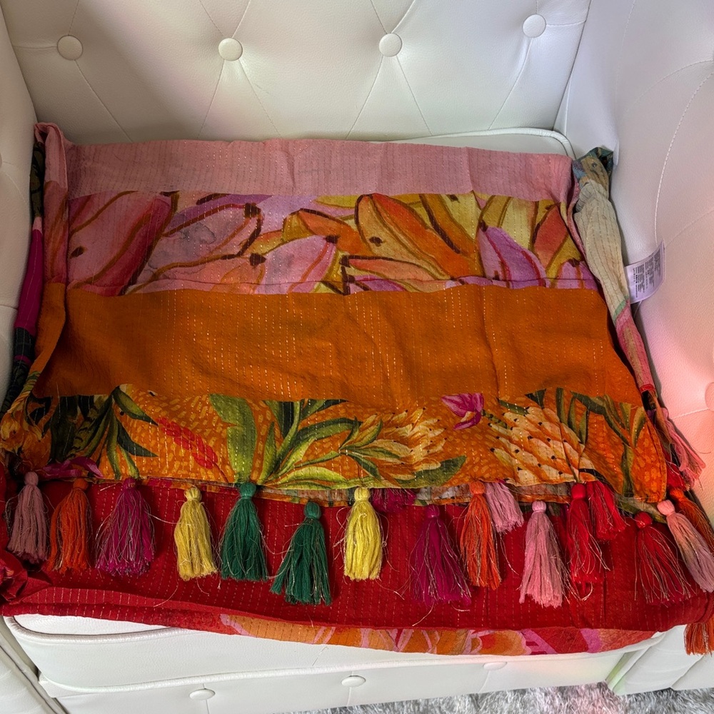 FARM Rio Colorful Tropical Large scarf with tassels ( 69 inch L & 48 inch W) - Picture 10 of 15